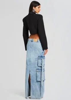 Retrofete Cerise Cargo Denim Skirt Vintage Celeste Fashion