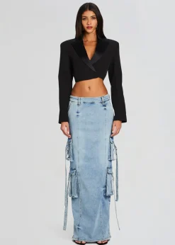 Retrofete Cerise Cargo Denim Skirt Vintage Celeste Fashion