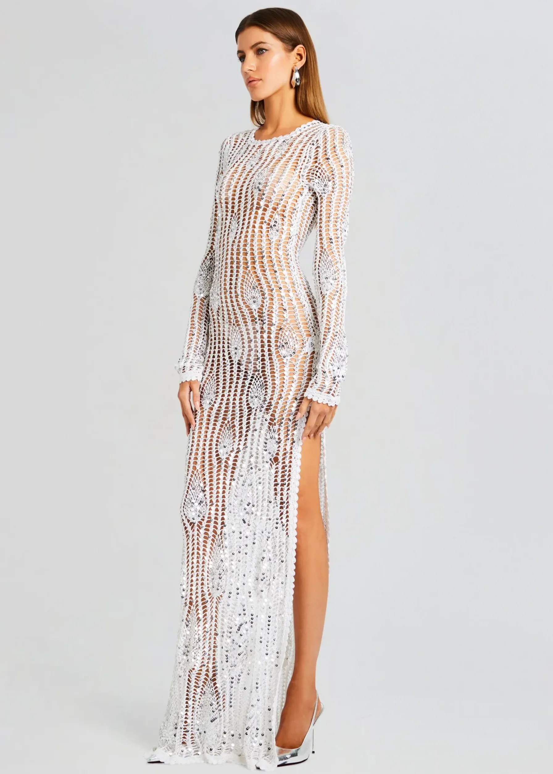 Retrofete Cherri Sequin Crochet Dress White Outlet