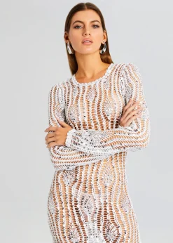 Retrofete Cherri Sequin Crochet Dress White Outlet