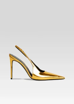 Retrofete Cindy Slingback Heel Gold New