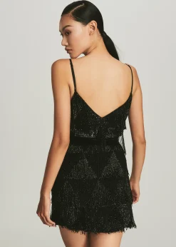 Retrofete Claire Sequin Fringe Dress Black Fringe Sale