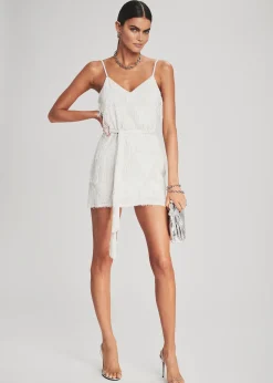 Retrofete Claire Sequin Fringe Dress White Fringe Flash Sale