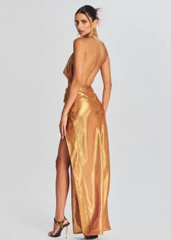 Retrofete Cleo Silk Chiffon Dress Nude Glitter Fashion