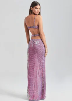 Retrofete Coco Crochet Dress Iridescent Lilac/Pink New