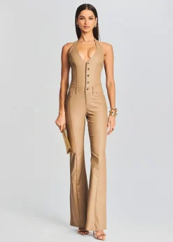 Retrofete Cynthia Coated Denim Jumpsuit Coated Tannin Store
