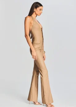 Retrofete Cynthia Coated Denim Jumpsuit Coated Tannin Store