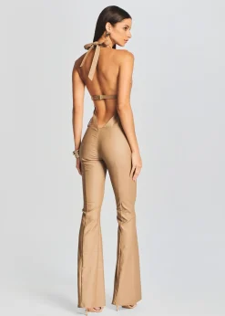 Retrofete Cynthia Coated Denim Jumpsuit Coated Tannin Discount