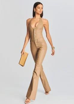 Retrofete Cynthia Coated Denim Jumpsuit Coated Tannin Cheap