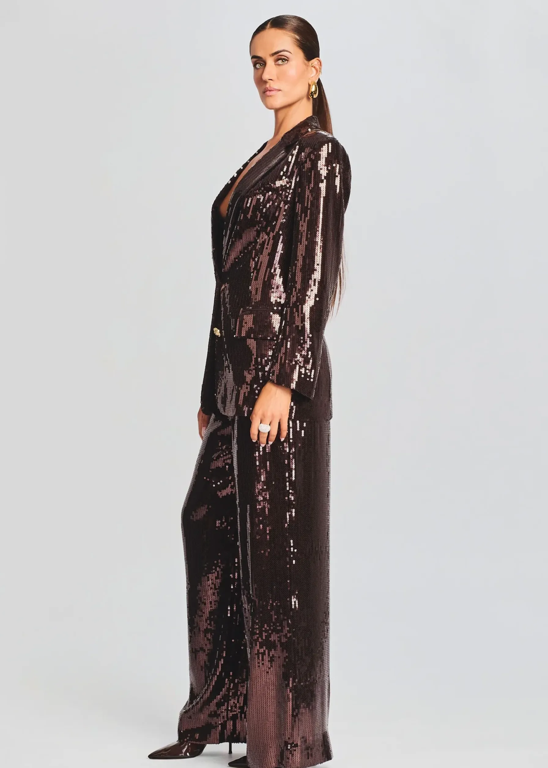 Retrofete Dawn Sequin Blazer Dark Chocolate Best Sale