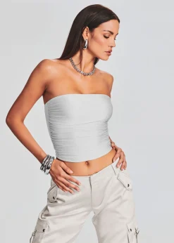 Retrofete Debbi Strapless Top Silver Hot