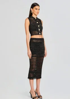 Retrofete Delma Knit Crochet Top Black/Gold Outlet