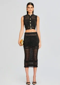 Retrofete Delma Knit Crochet Top Black/Gold New