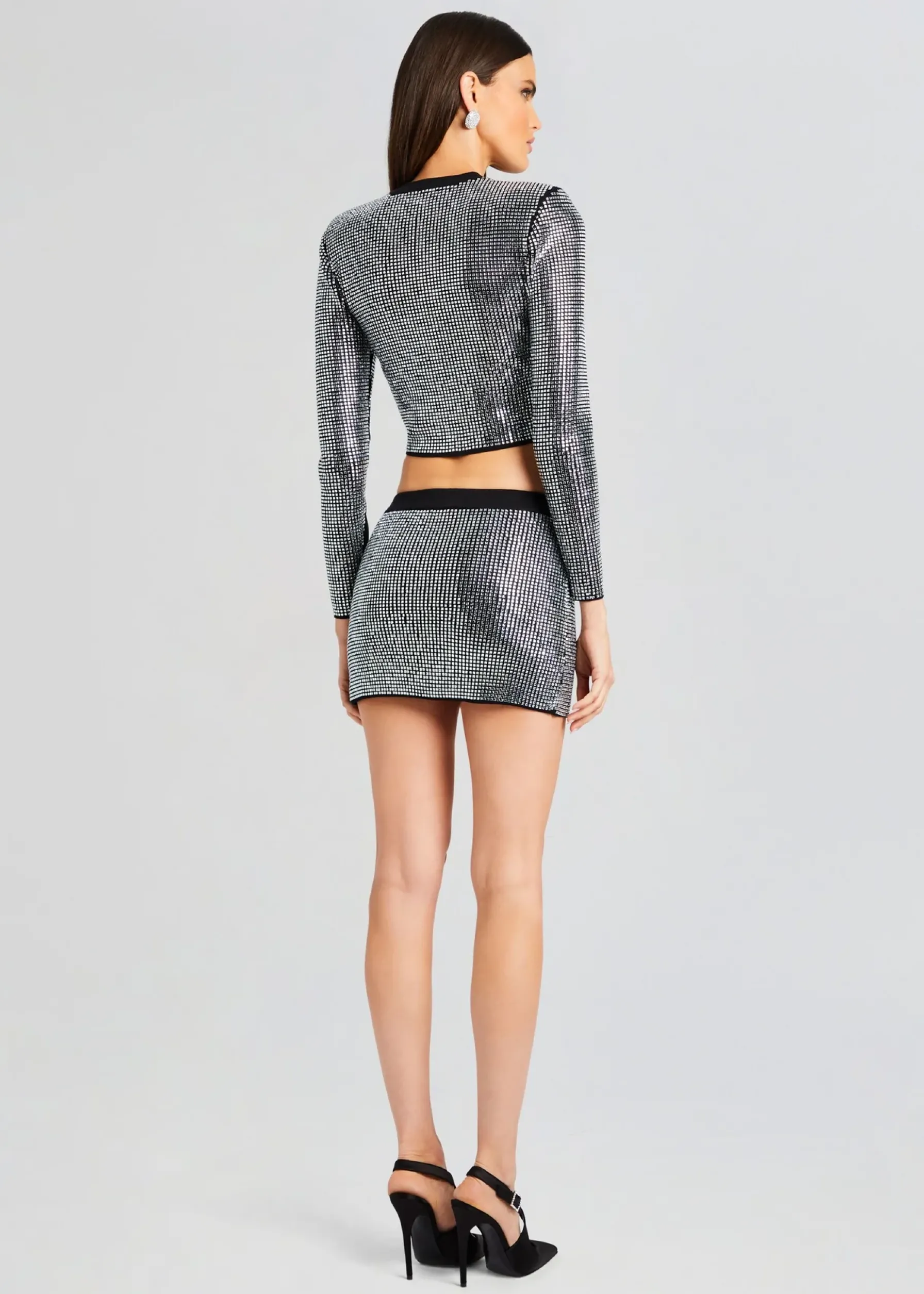 Retrofete Delta Embellished Knit Skirt Black/Silver Flash Sale