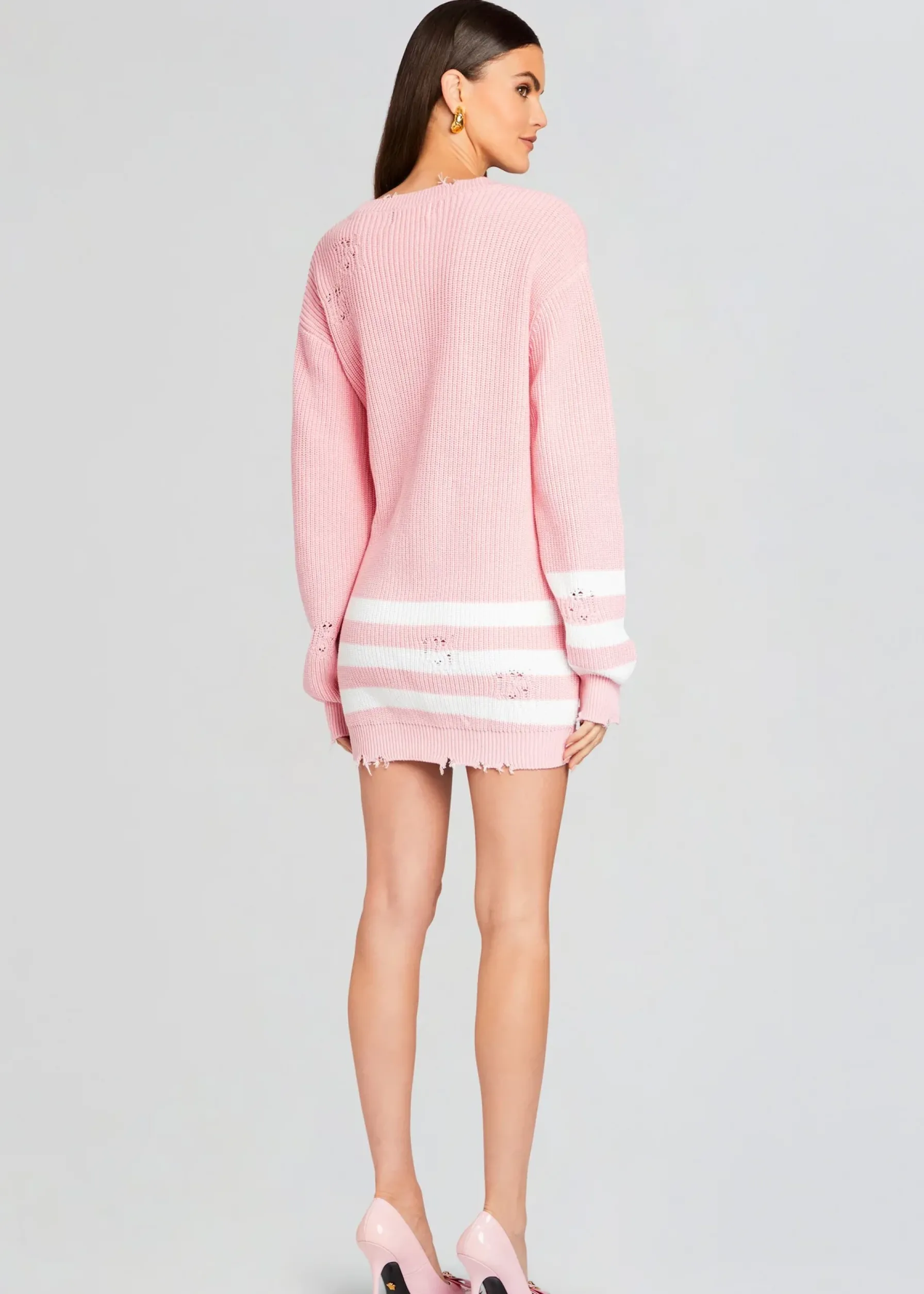 Retrofete Devin Sweater Baby Pink/White Discount