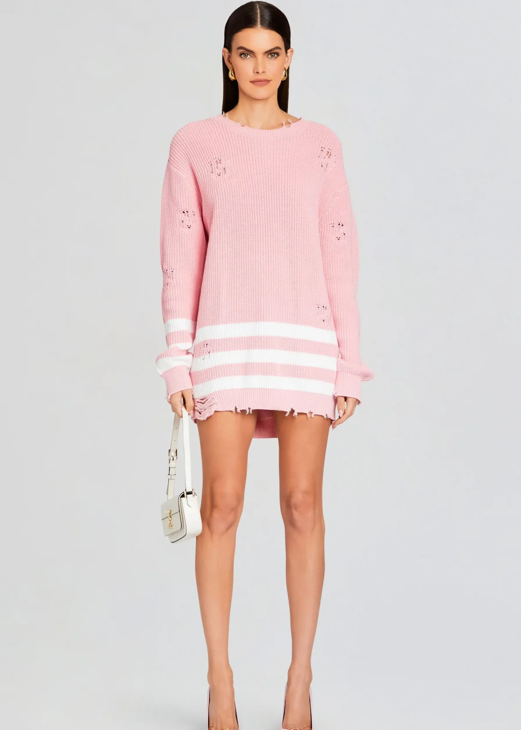 Retrofete Devin Sweater Baby Pink/White Discount