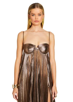 Retrofete Diana Dress Metallic Bronze New