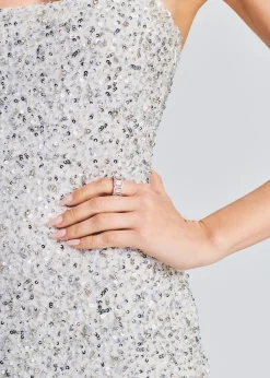Retrofete Dionne Sequin Dress Silver/White Cheap