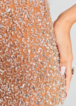Retrofete Dionne Sequin Dress Silver/Nude Store