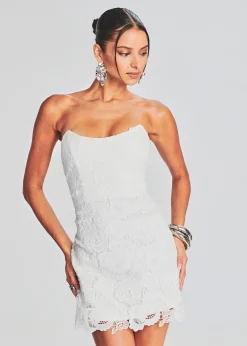 Retrofete Eliza Lace Strapless Mini Dress White Store