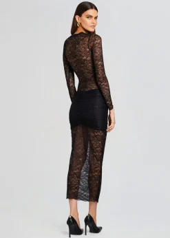 Retrofete Ellie Lace Midi Dress Black Shop