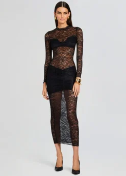 Retrofete Ellie Lace Midi Dress Black Clearance