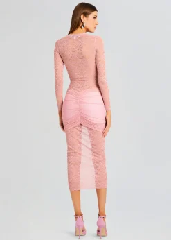 Retrofete Ellie Lace Midi Dress Baby Pink Shop
