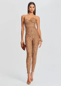 Retrofete Elodie Sequin Jumpsuit Tannin Sale