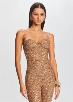 Retrofete Elodie Sequin Jumpsuit Tannin Sale