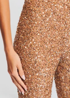 Retrofete Elodie Sequin Jumpsuit Tannin New