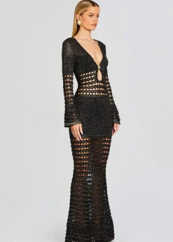 Retrofete Elvana Knit Crochet Dress Black/Gold Store