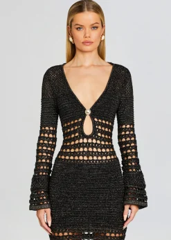 Retrofete Elvana Knit Crochet Dress Black/Gold Store