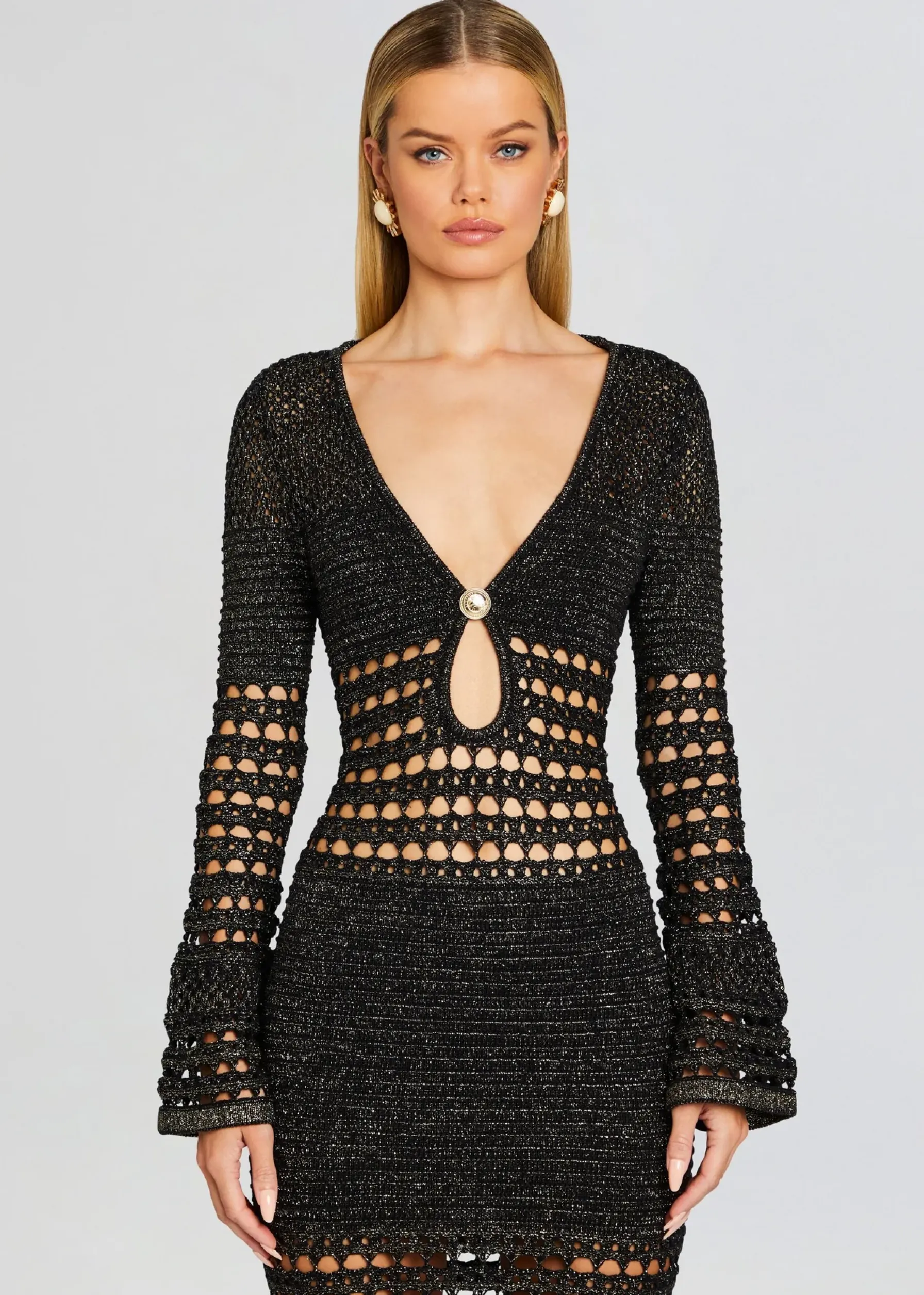 Retrofete Elvana Knit Crochet Dress Black/Gold Store