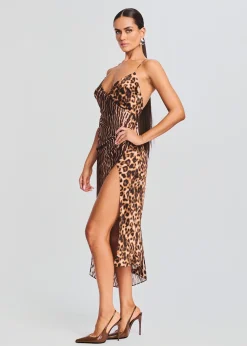 Retrofete Emma Silk Dress Tan Ocelot Online