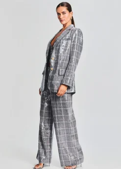 Retrofete Enid Sequin Blazer Grey Plaid Store