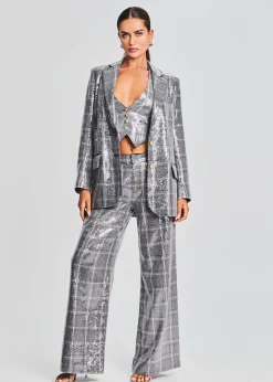 Retrofete Enid Sequin Blazer Grey Plaid Sale