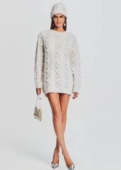 Retrofete Evia Embellished Knit Hat Ivory Cheap