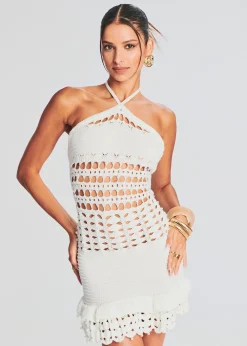 Retrofete Eze Crochet Pearl Embellished Dress White Best Sale