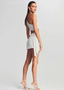 Retrofete Ezra Sequin Skirt White Clearance