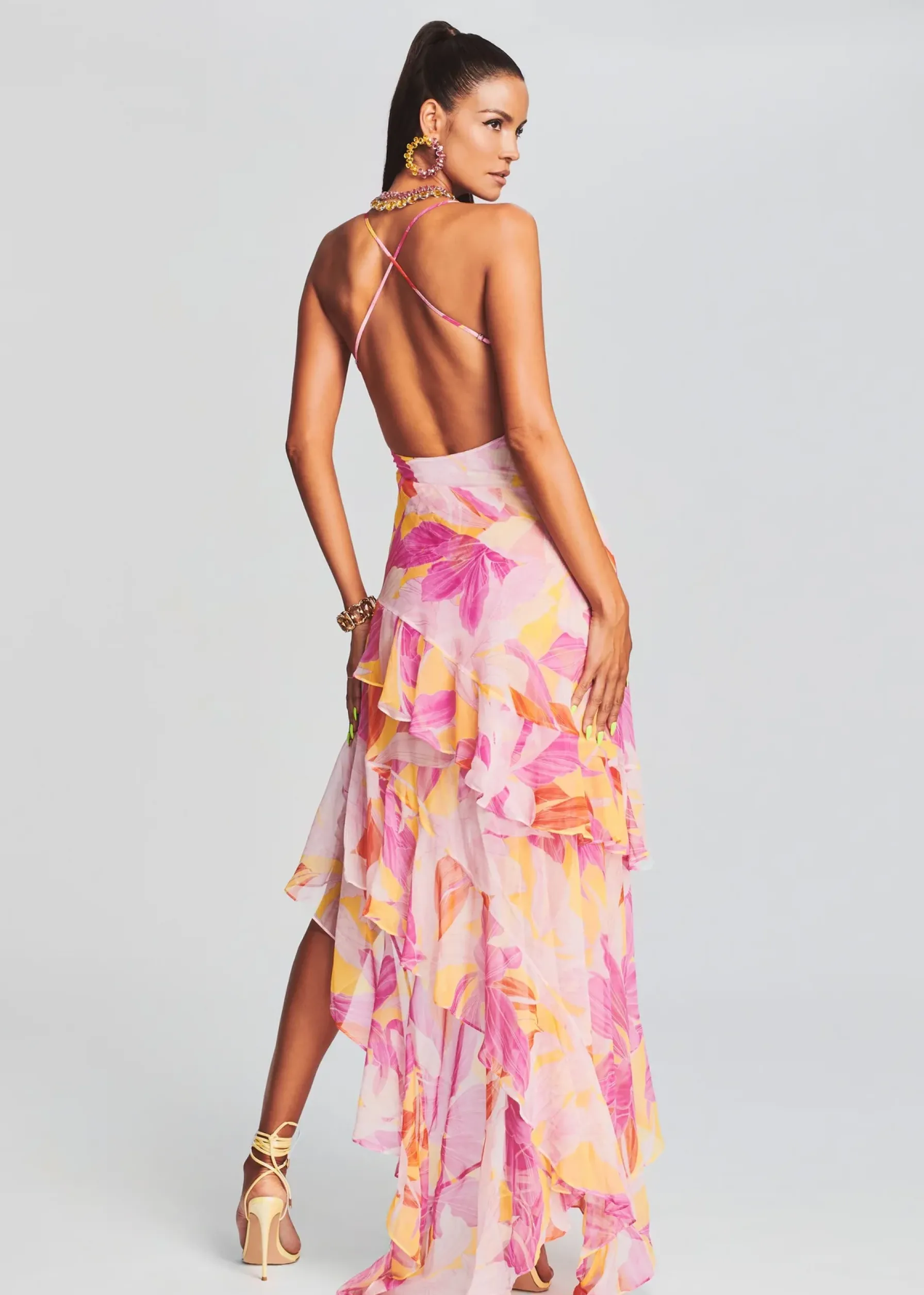 Retrofete Fatima Silk Dress Botanical Floral Discount