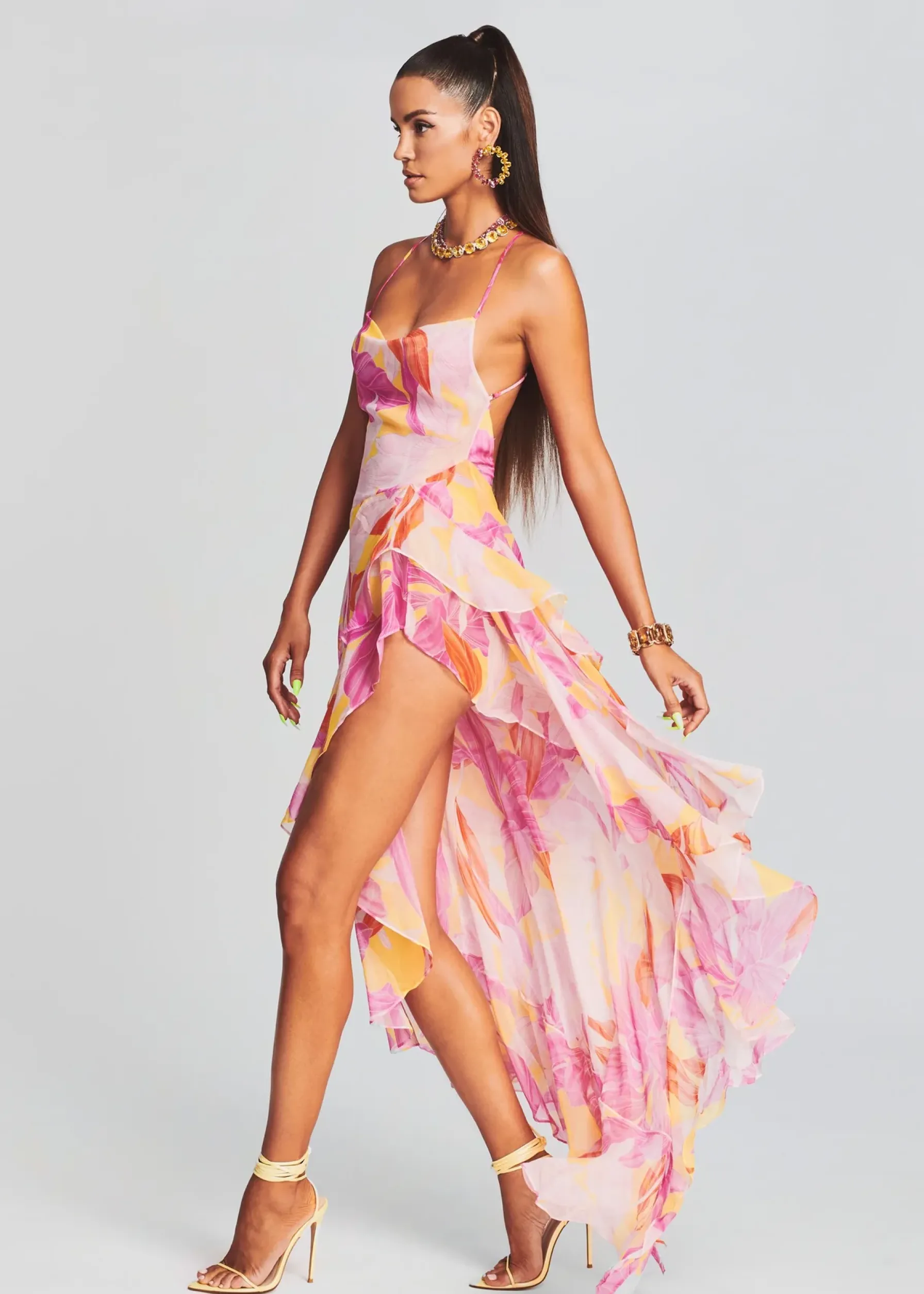 Retrofete Fatima Silk Dress Botanical Floral Discount
