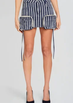 Retrofete Finn Cargo Skirt Navy Stripe Best Sale