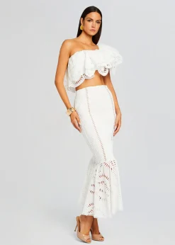 Retrofete Fray Long Skirt White Samoa New