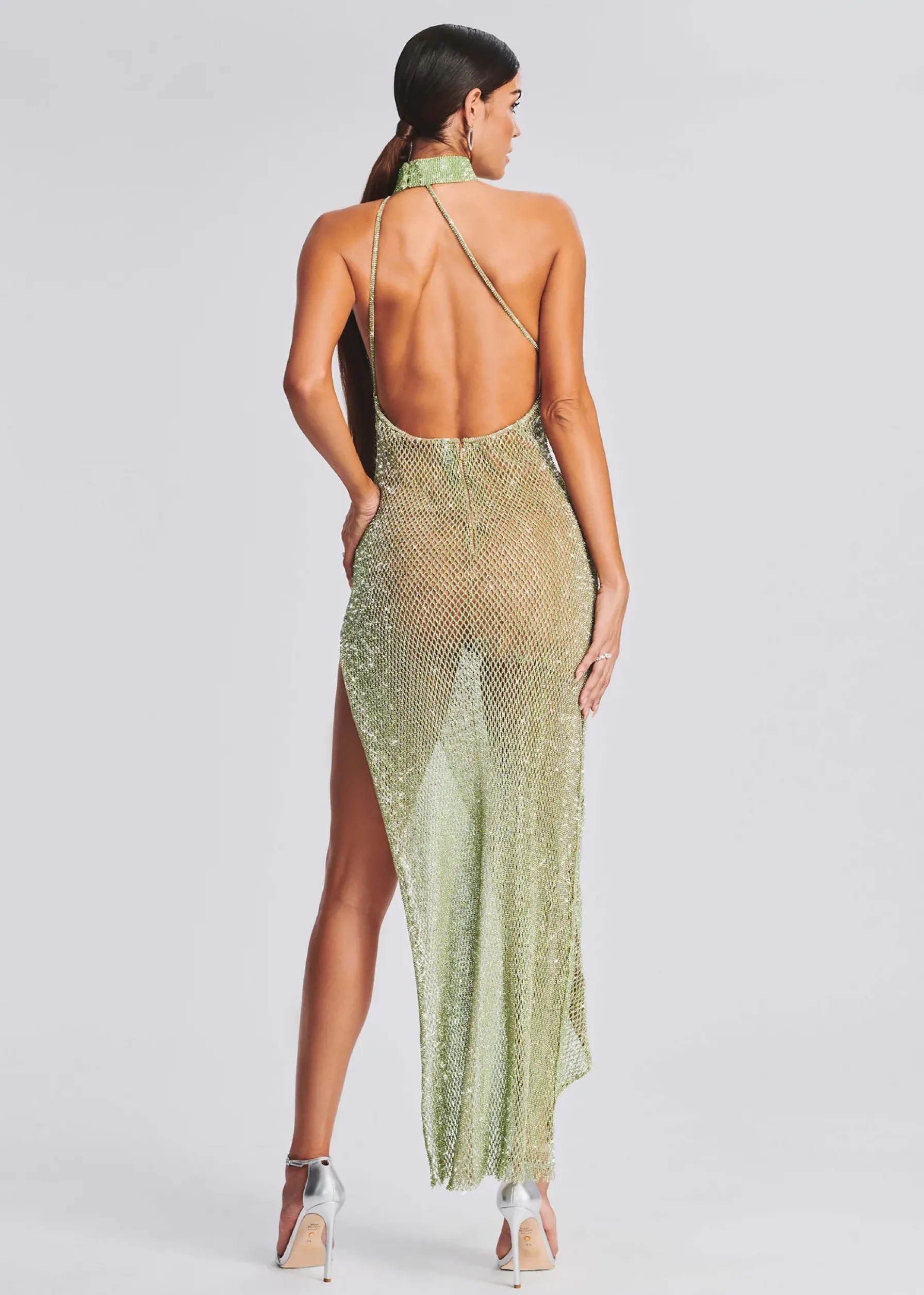 Retrofete Gemma Crystal Chain Dress Green Outlet