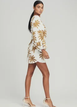 Retrofete Grace Sequin Palm Dress White Gold Palm Discount