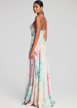 Retrofete Gracie Silk Dress Watercolor Marble New