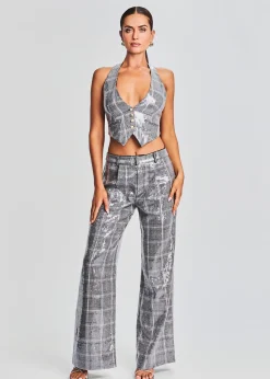Retrofete Haddy Sequin Vest Grey Plaid Cheap