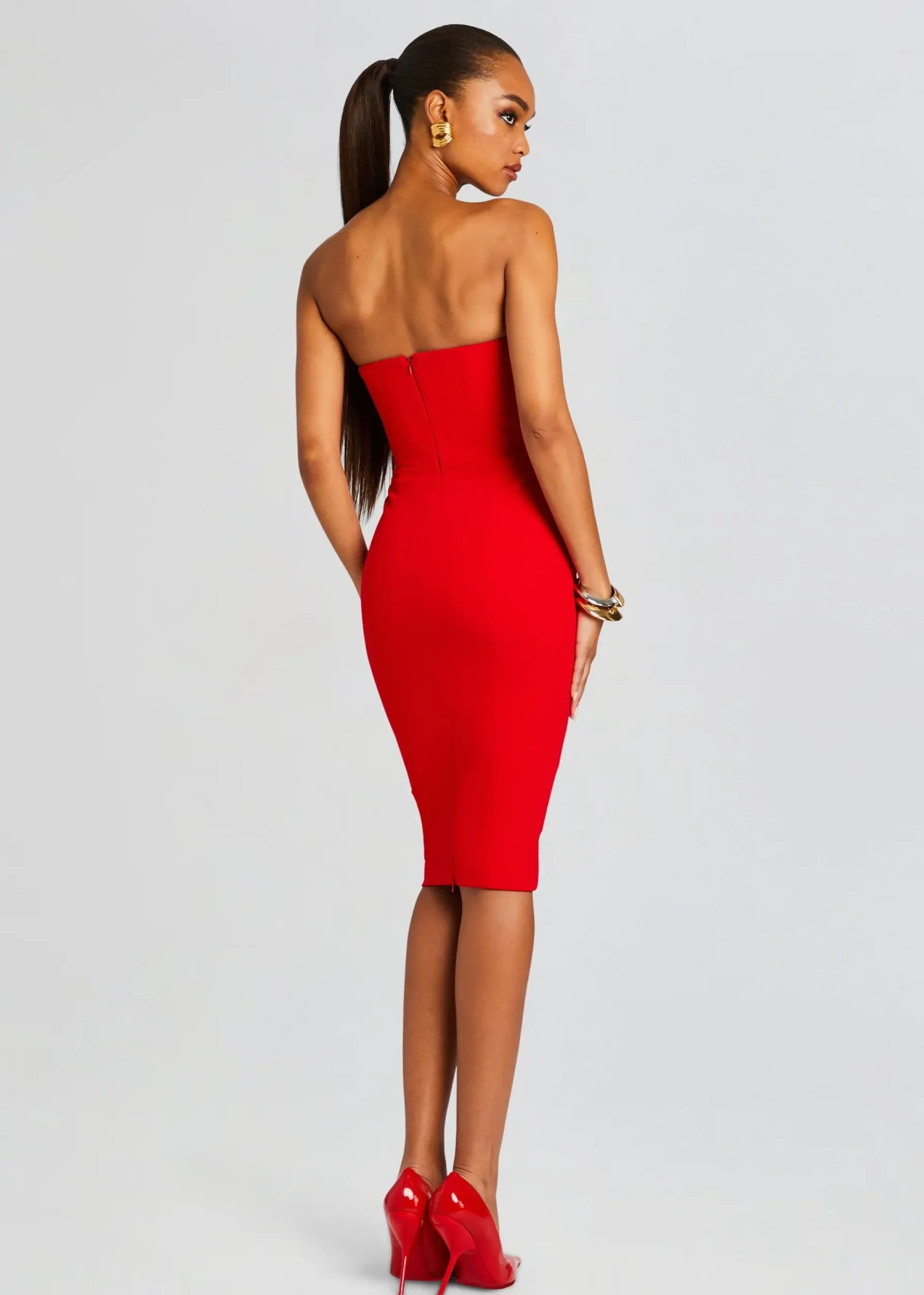 Retrofete Half Moon Midi Dress Red Best