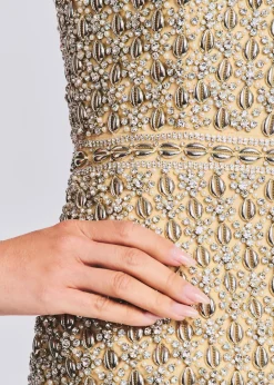 Retrofete Heather Embellished Dress Champagne Mermaid Shell Best Sale