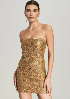 Retrofete Heather Sequin Chainmail Dress Gold Chainmail Flash Sale